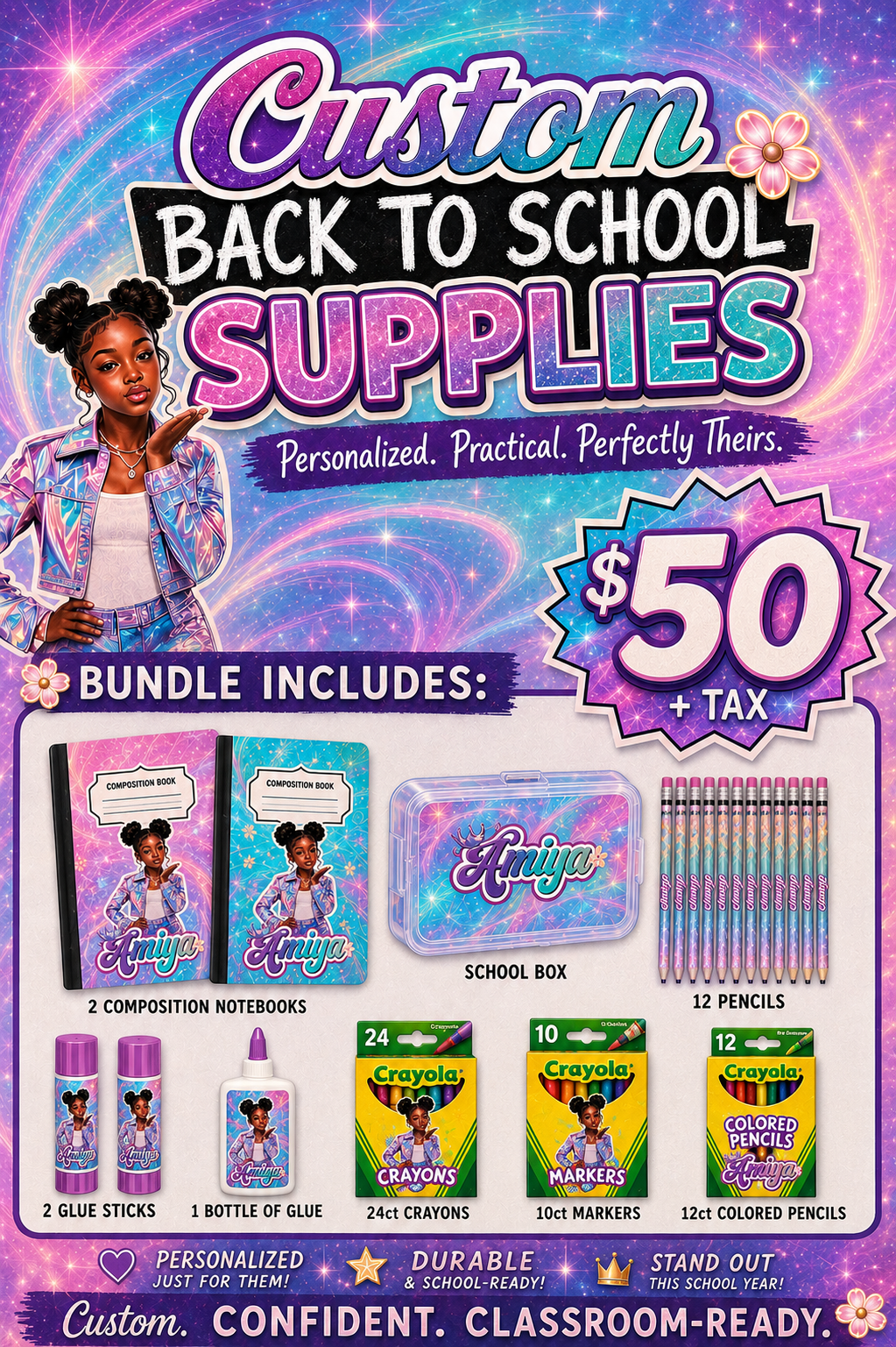 CUSTOM BACK TO SCHOOL SUPPLIES BUNDLE