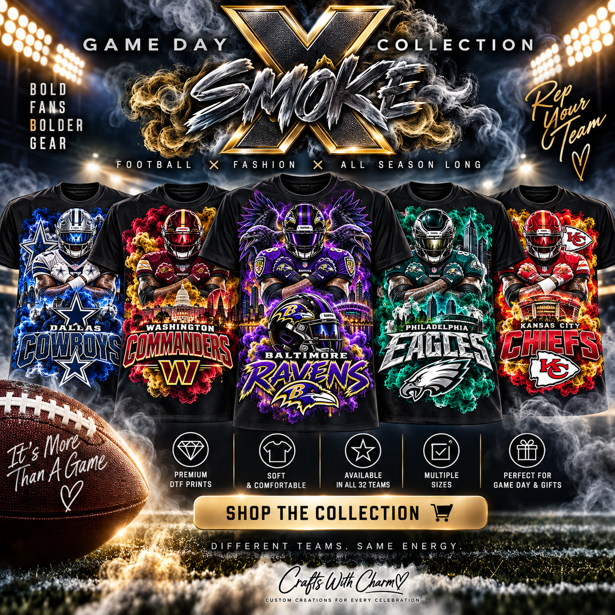 Game Day X Smoke Collection | Football Team Shirts & Fan Gear