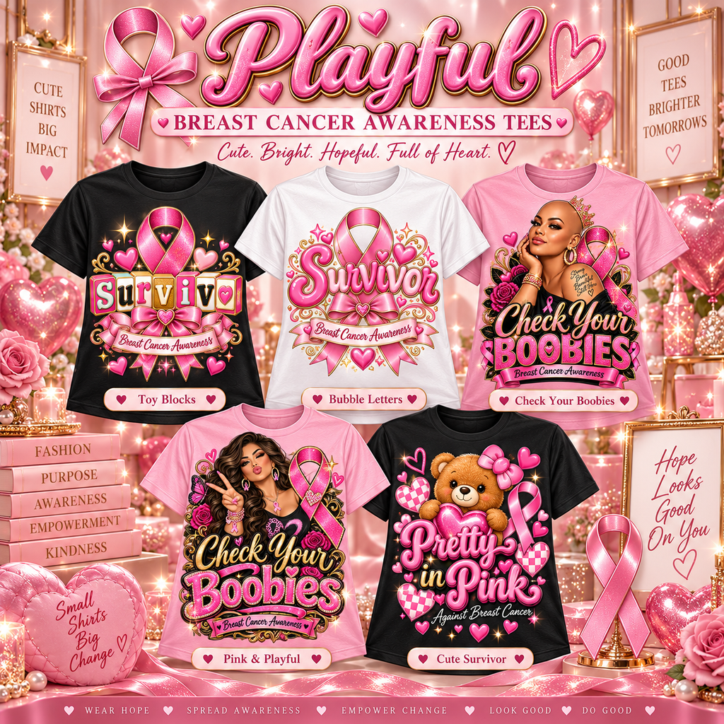 Playful Breast Cancer Awareness Tees