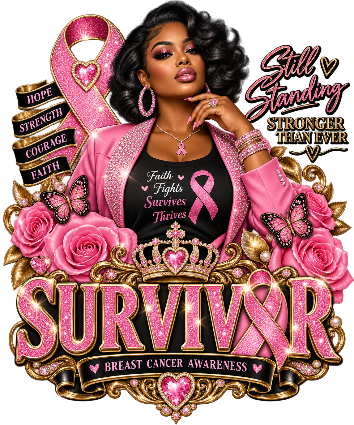 Survivor Strong Breast Cancer Awareness Tees