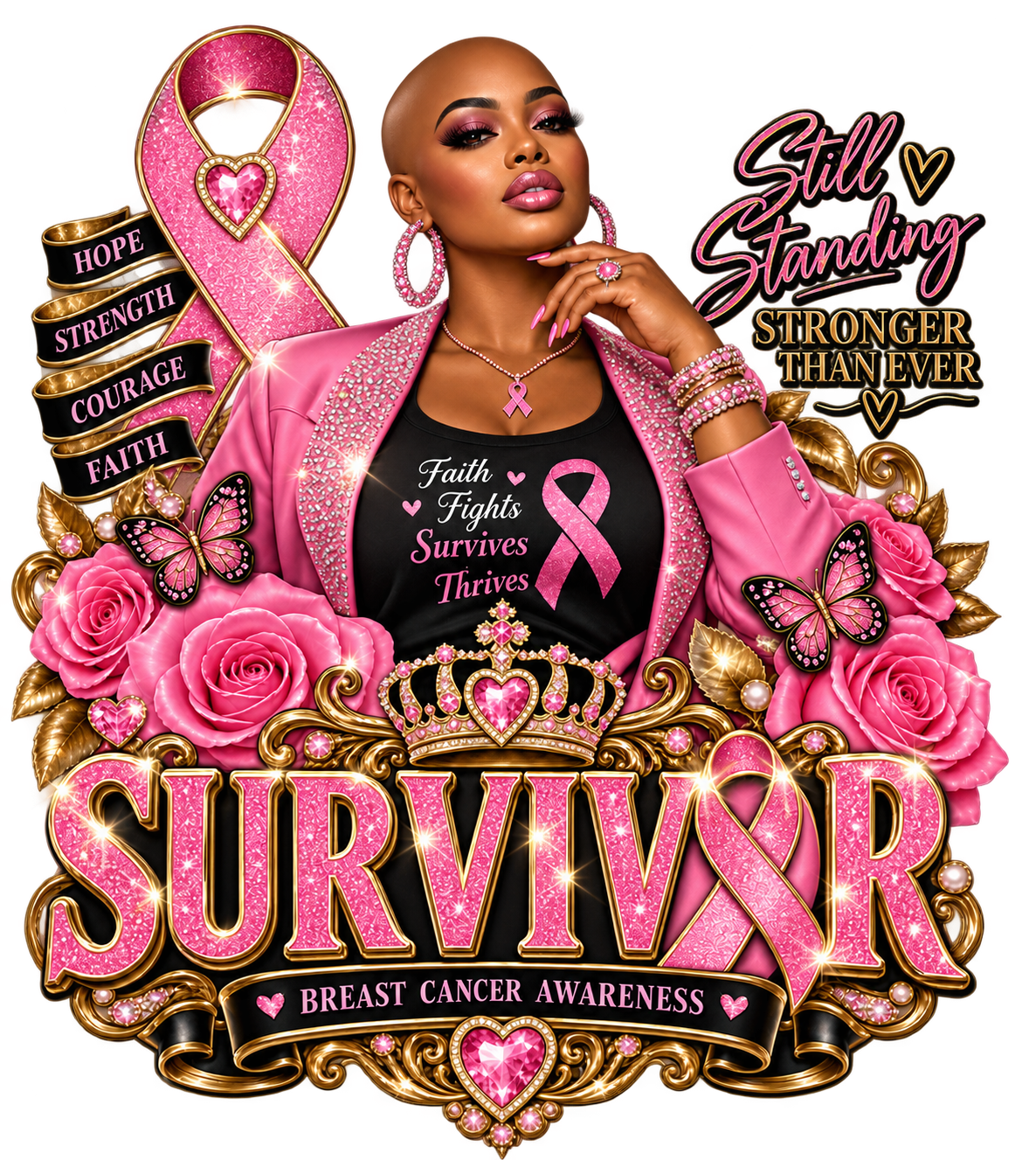 Survivor Strong Breast Cancer Awareness Tees