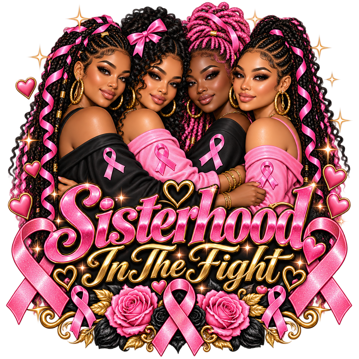 Sisterhood In the Fight Breast Cancer Awareness Tees